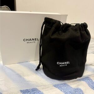 CHANEL Beauté Large Black Drawstring Bag
